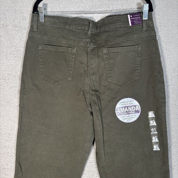 NWT Gloria Vanderbilt Amanda Jeans Women’s Size 16 Olive Green Tapered Leg - Picture 11 of 14